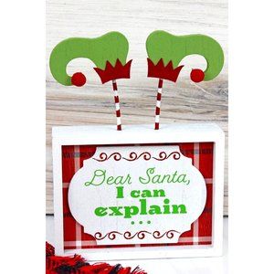 Dear Santa, I Can Explain. Red, White, Green Wood Box Sign. Christmas Home Décor